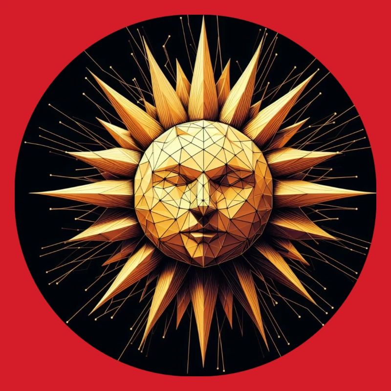 Polygon Sonne Gesicht gold