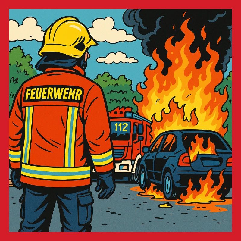 Brandbekämpfer Cartoon Einsatz
