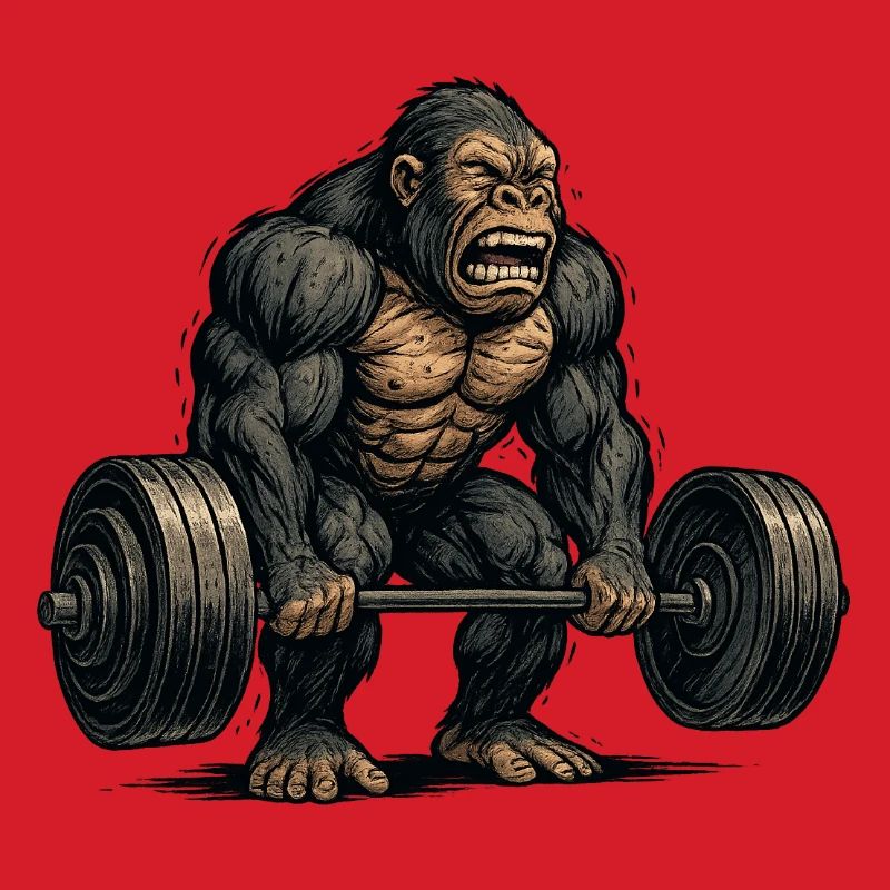 Aesthetic monkey with dumbbell