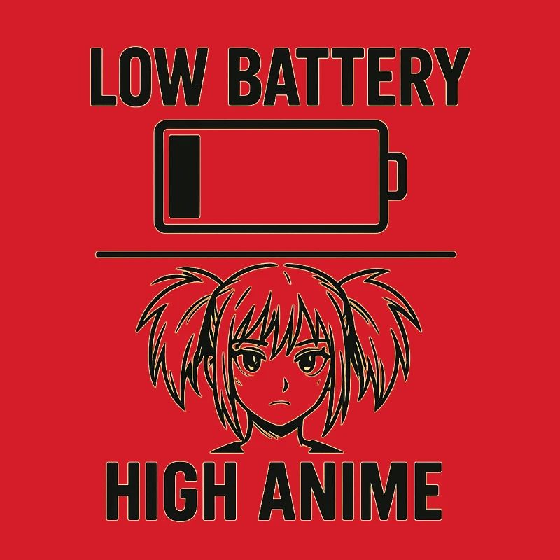 Anime Mädchen mit Akku Warnung