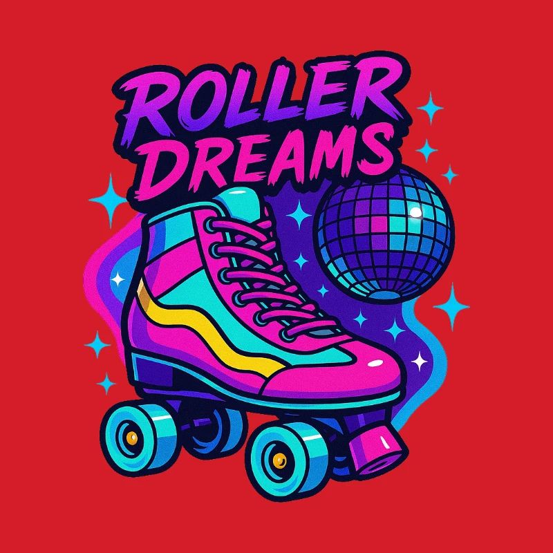 Neon Roller Skates Disco Design