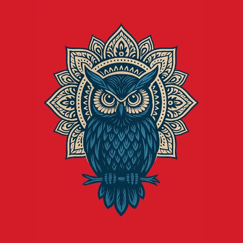 Blauer Eulen Mandala