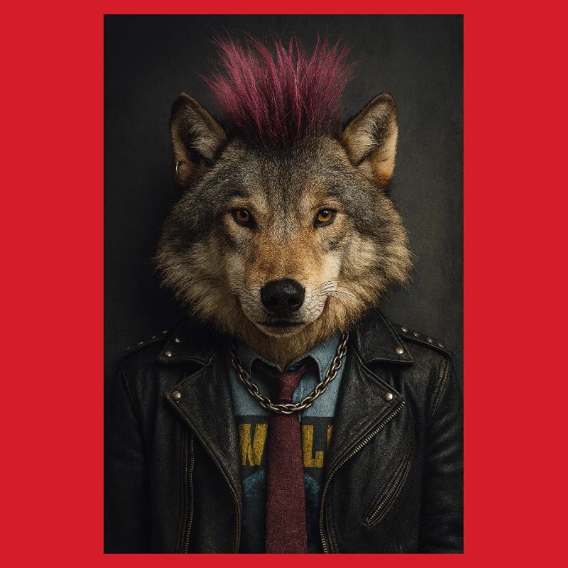 Wolfs Punk Mohawk Lederjacke