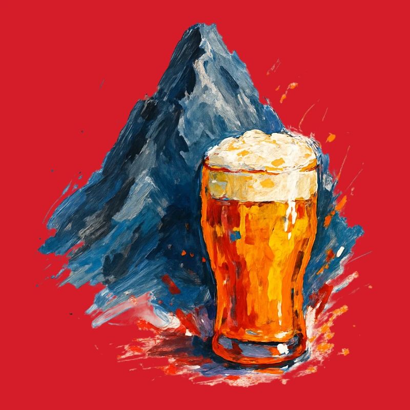 Bier und Bergpanorama
