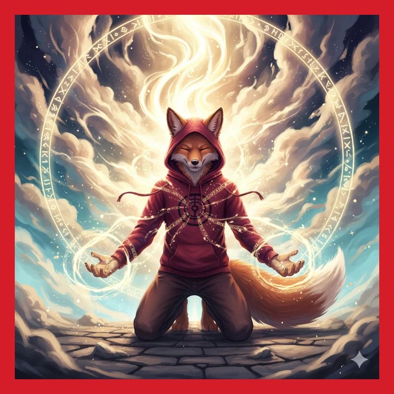 Fox in the Magic Circle Pullover Hoodie