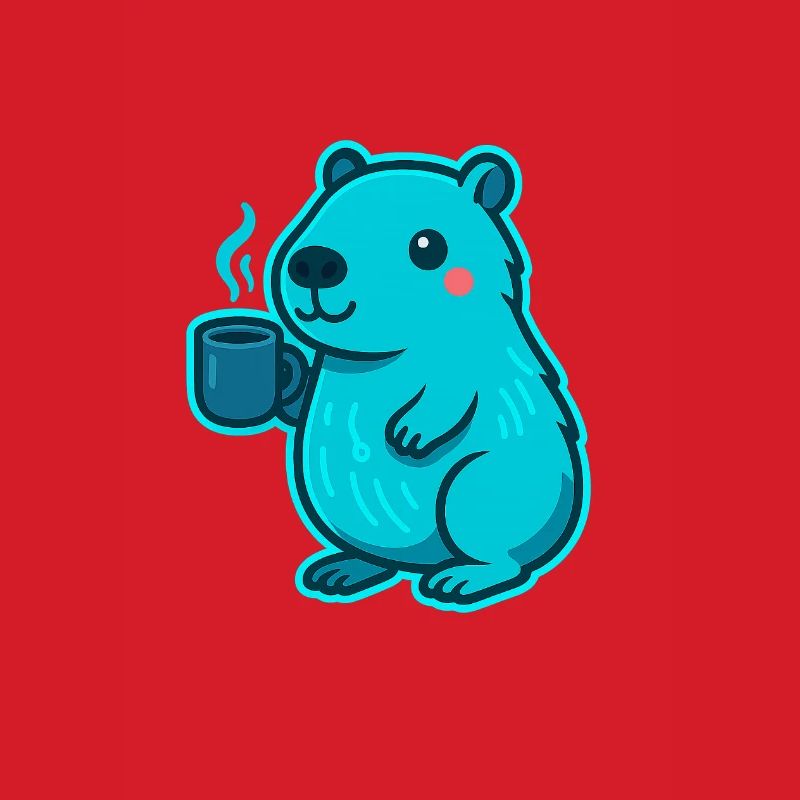 Blauer Capybara mit Kaffee