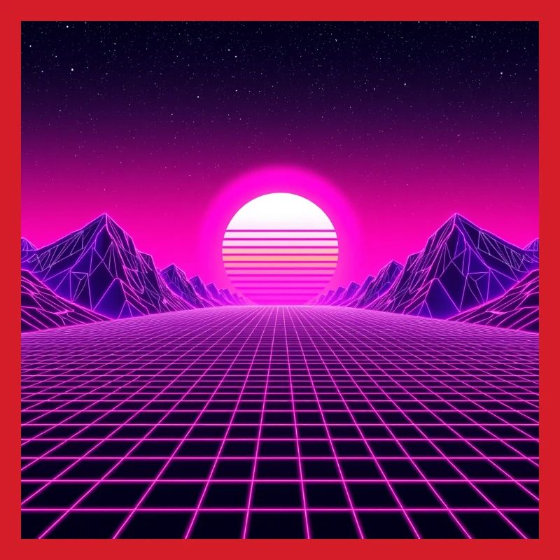 Neon Horizon Retrogrid Sunrise