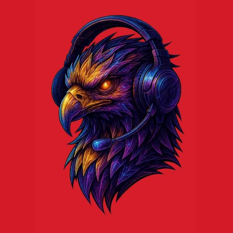 Neon eagle with headset