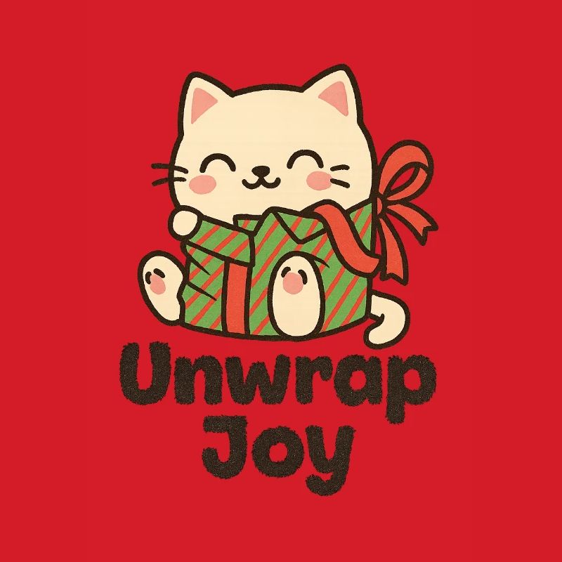 Katz mit Geschenk Unwrap Joy
