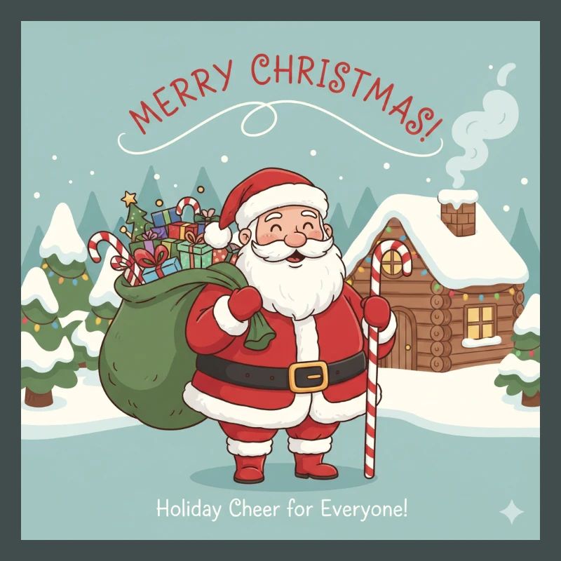 Christmas Santa with sack and candy cane