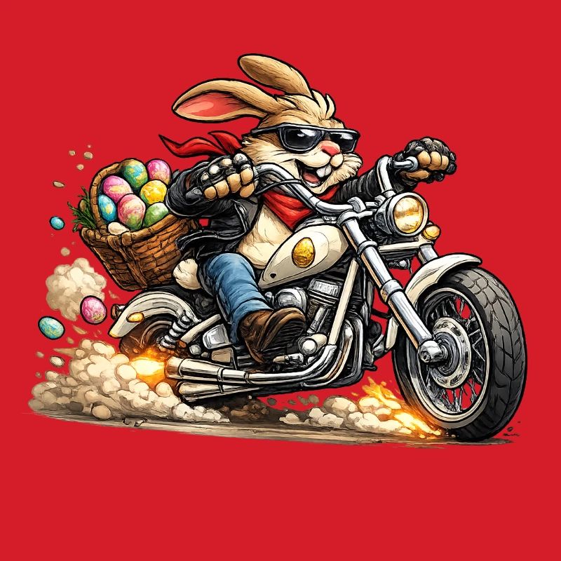 Easter bunny on motorcycle