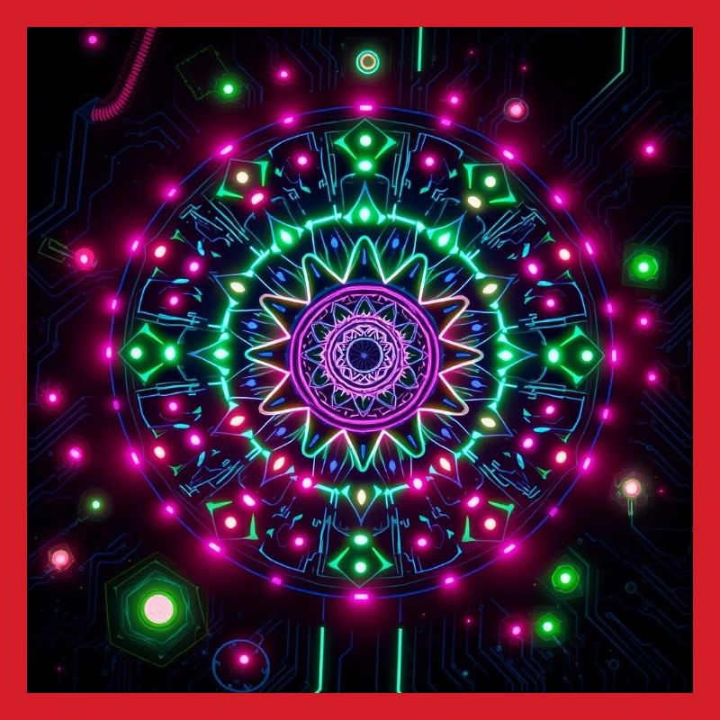 Neon Mandala Cyber Galaxy Pattern