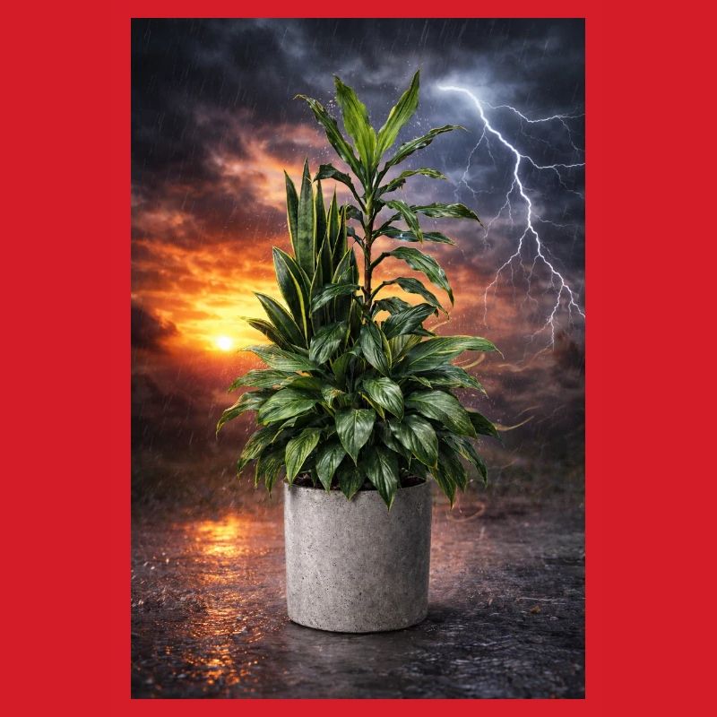 Pflanze im Sturmlicht