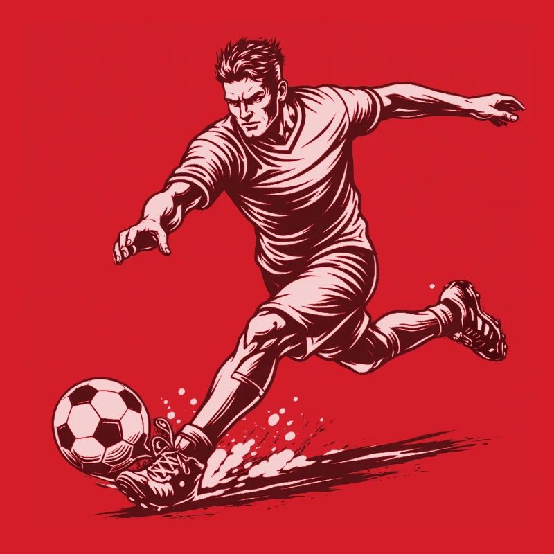 Dynamischer Fußballer im Comic Stil