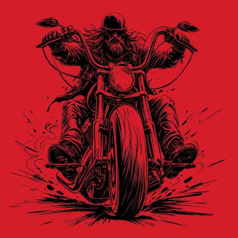 Chopperfahrer frontal im Comic-Stil