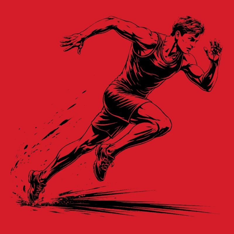100m Sprinter Action Illustration
