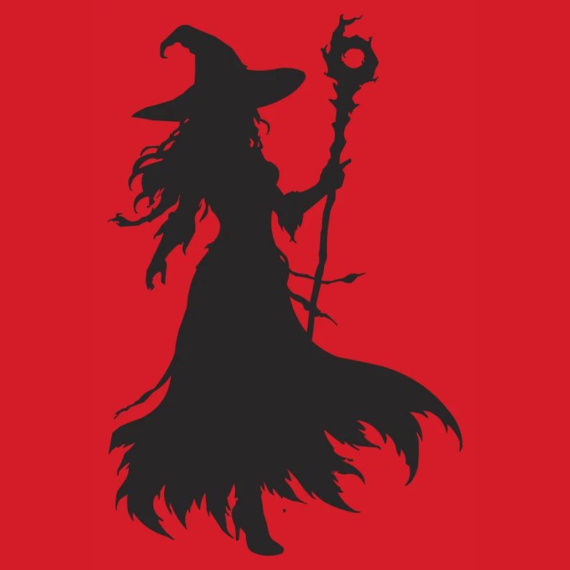 Witch in Moonlight Silhouette