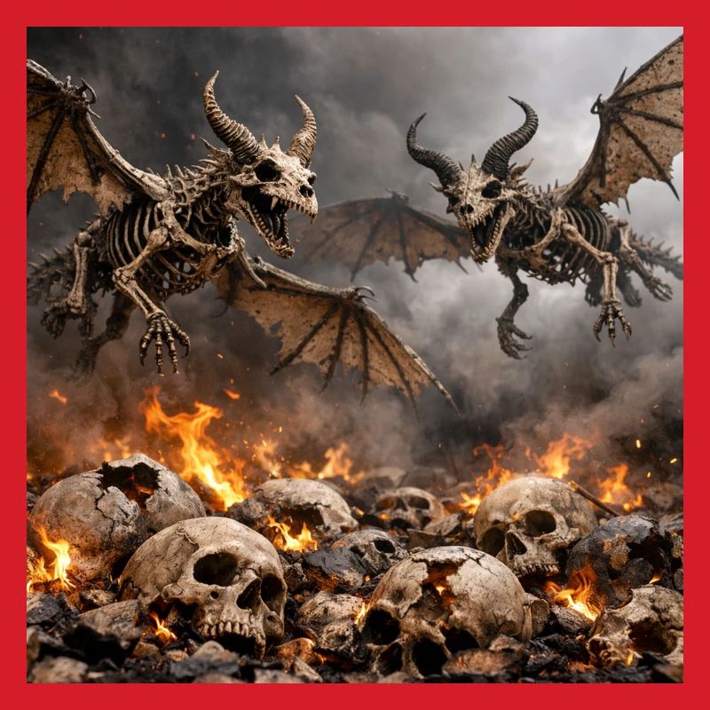 Skeleton Dragons in Flames