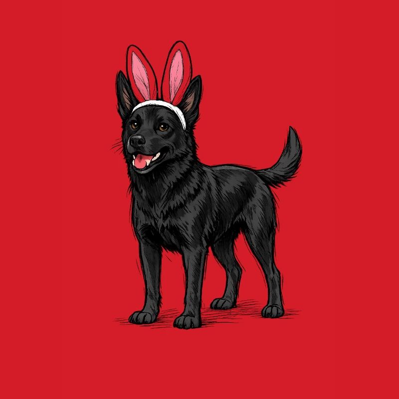 Dark dog with rabbit ears