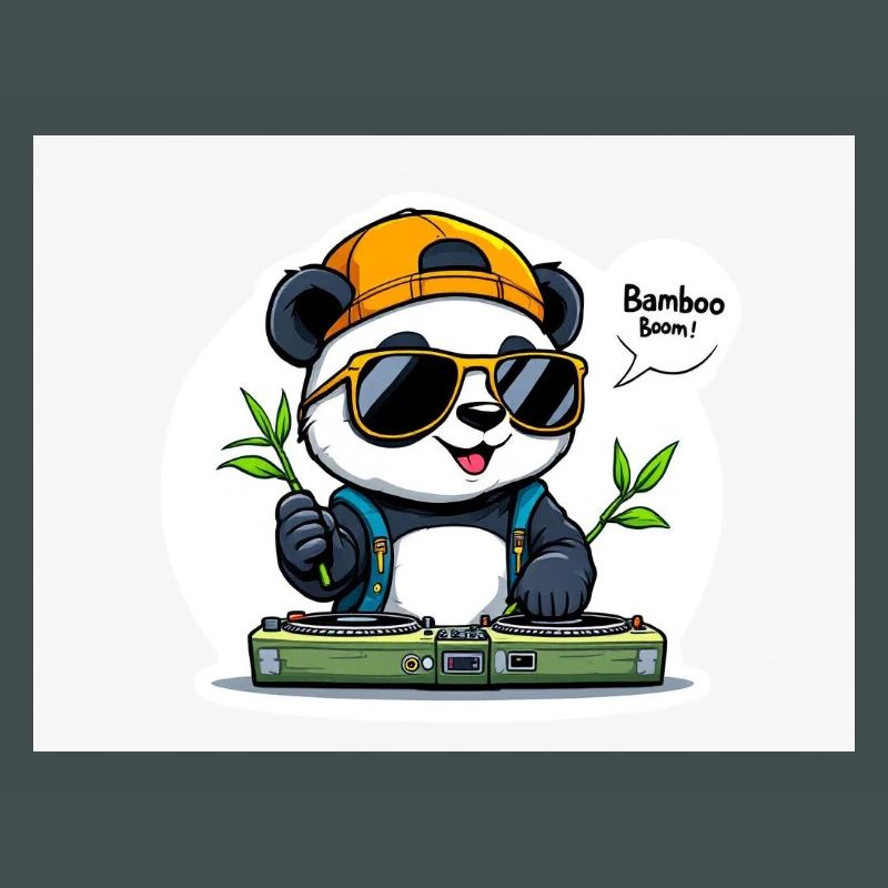 Panda DJ avec Bâtons de Bambou