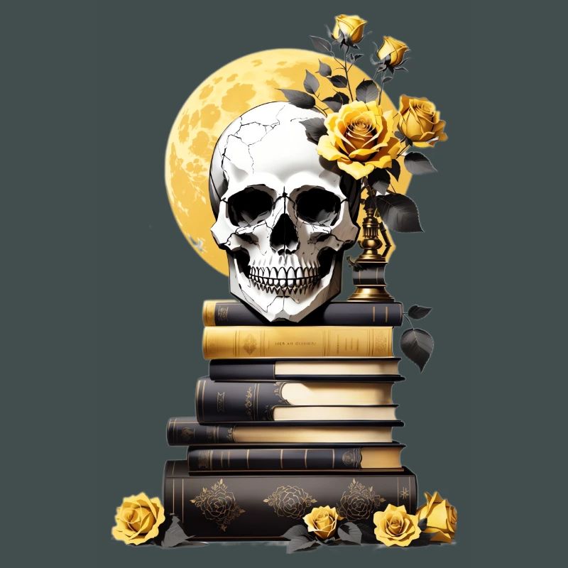 Bücherstapel mit Schädel