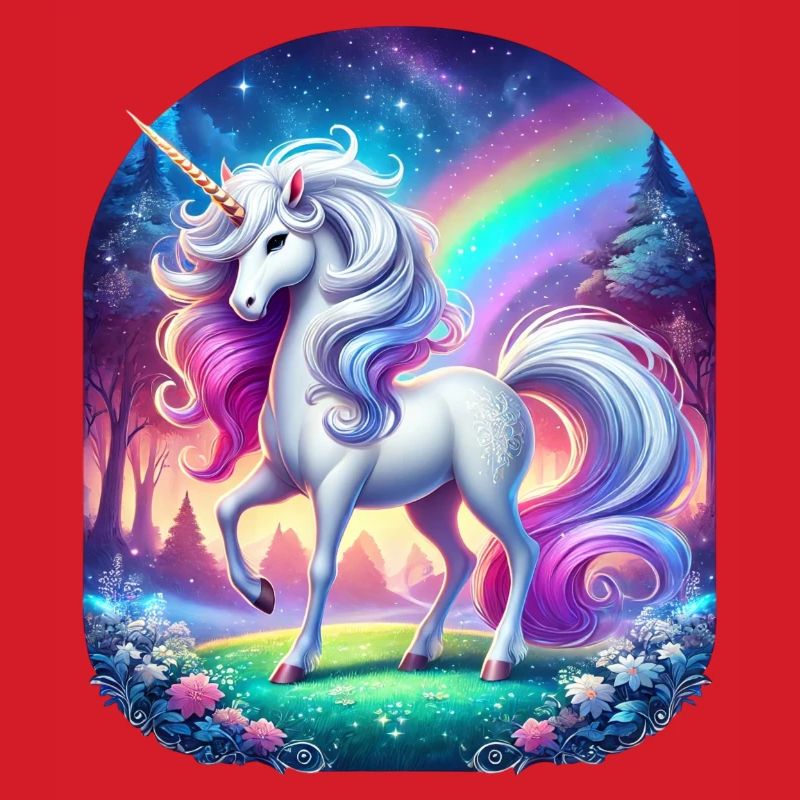 Regenbogen-Einhorn im Waldtraum