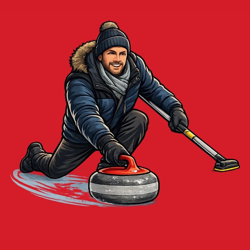 Curlingheld im Eiswind