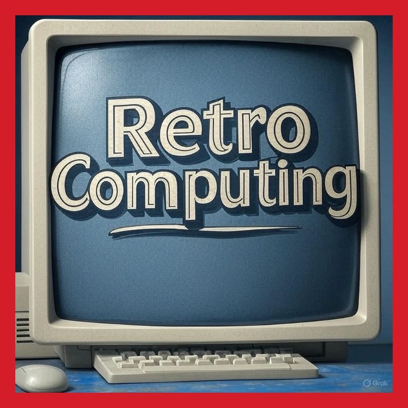 Retro Computer Graphics on Blue Background