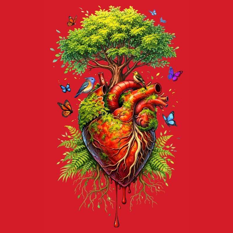 A tree grows on an anatomical heart