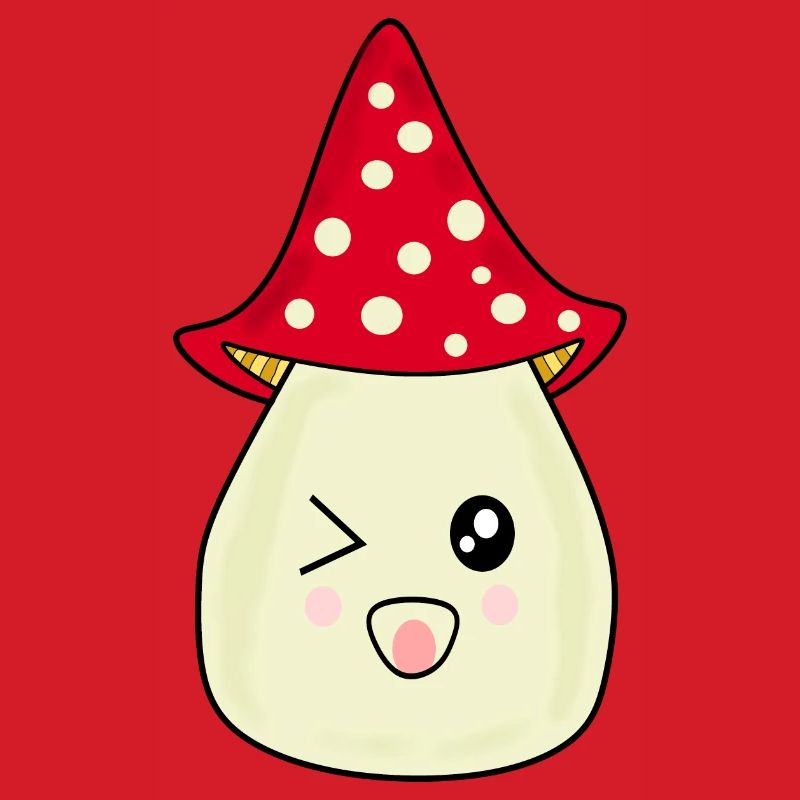 Kawaii champignon Toadstool mignon rouge avec visage