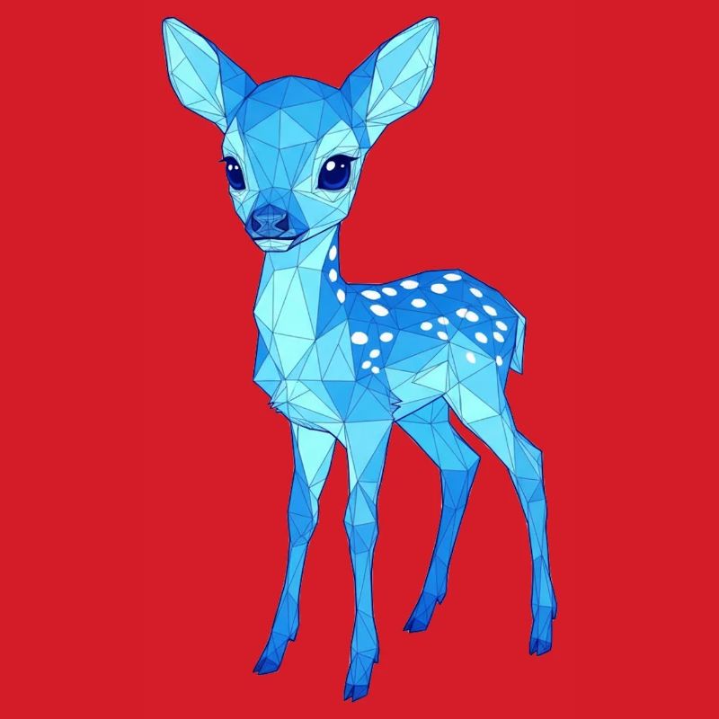 Blauer Low-Poly Hirsch
