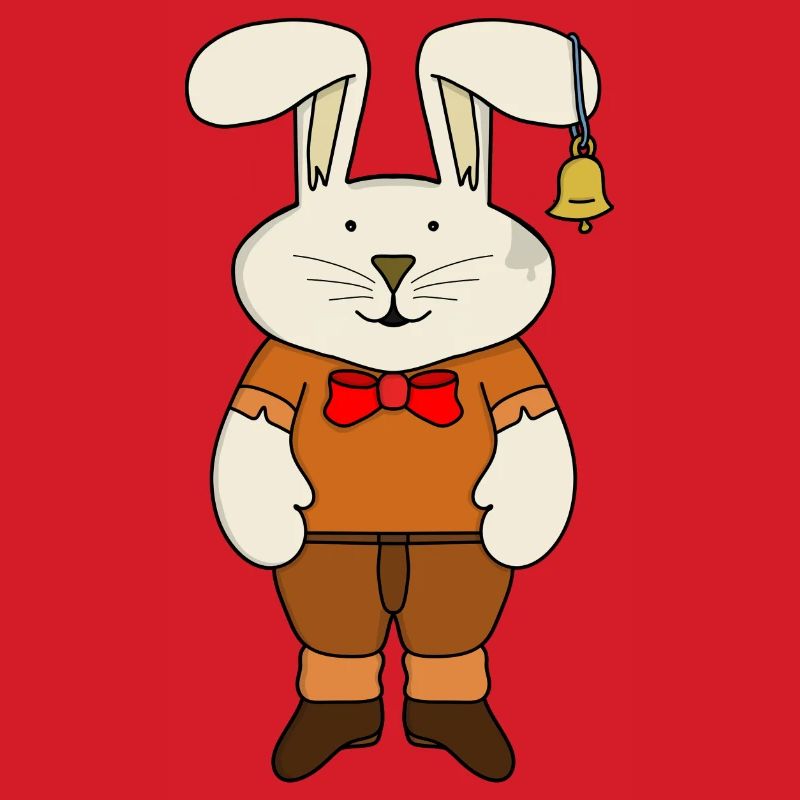 Rabbit with a bell in his ear