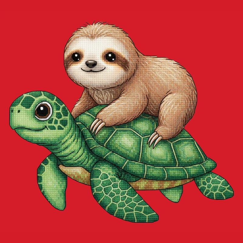Sloth on turtle