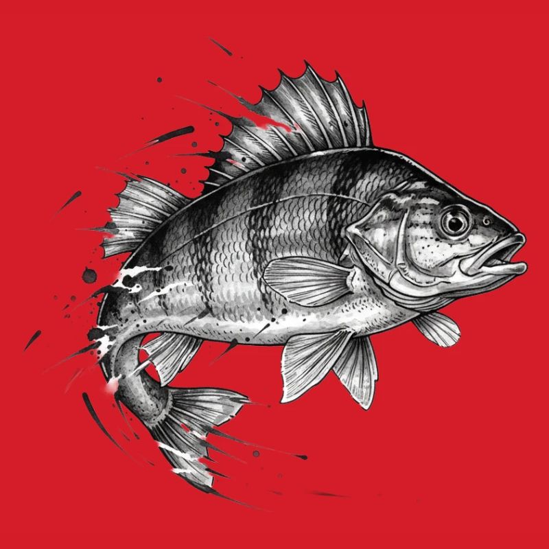 Perche Perch Ink Tattoo Vector de pêche
