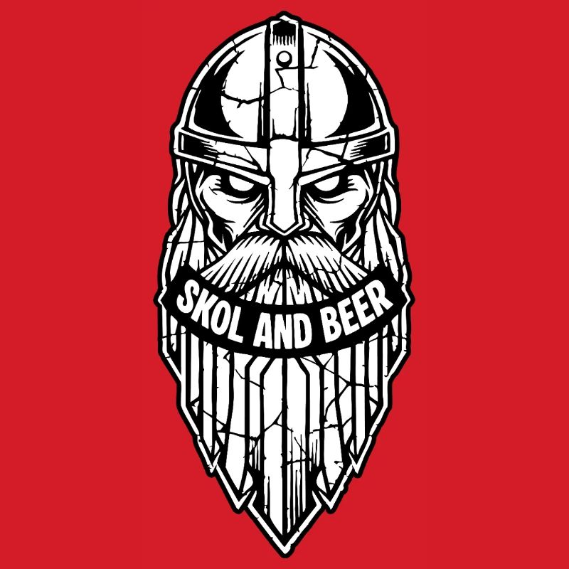 Maskottchen Wikinger-Skol und Bier-Krieger-Bart-Maskottchen