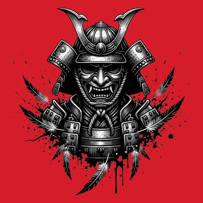 Dämonischer Samurai Helm Print