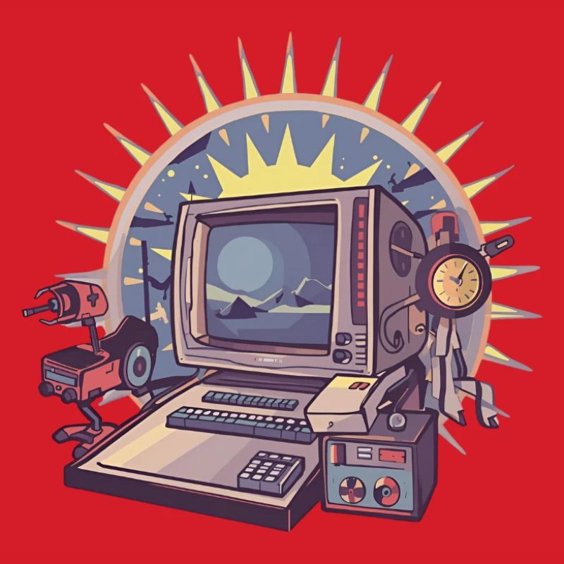 Futuristic computer with retro elements