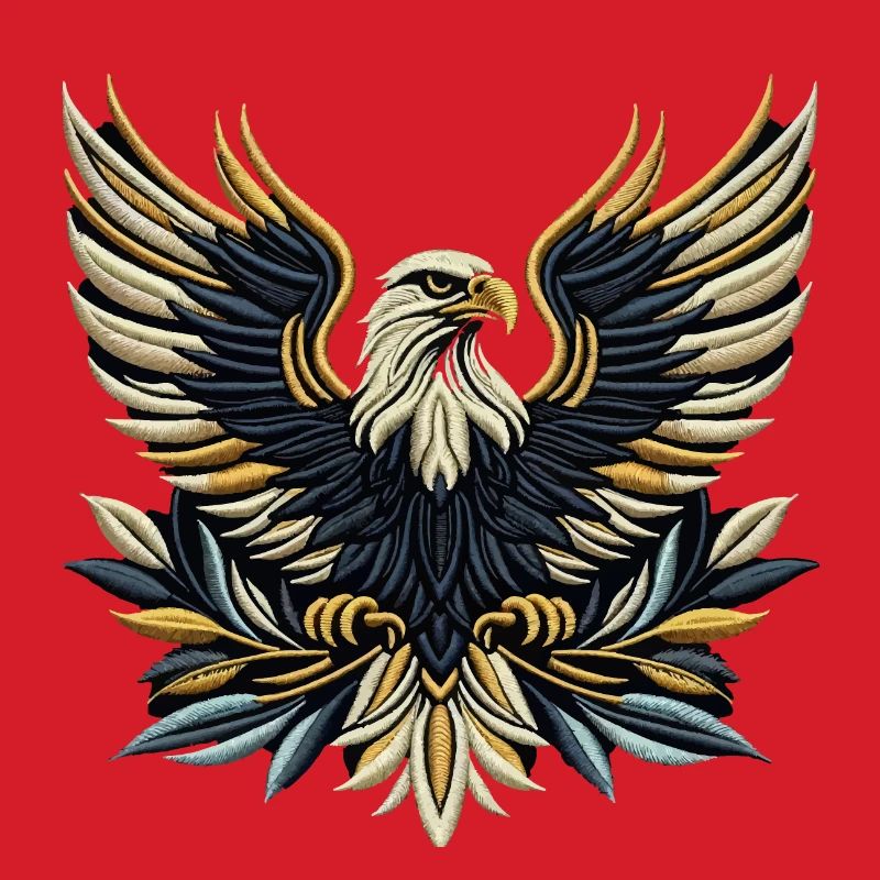 Regal Eagle Wings Embroidered Tee