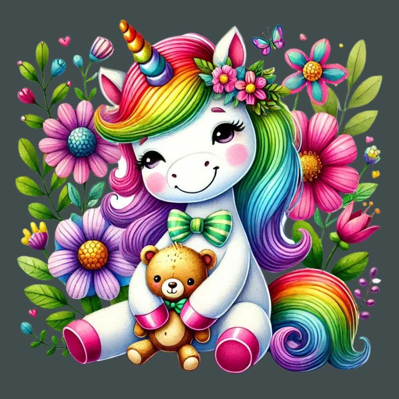 Regenbogen Einhorn Blumentraum