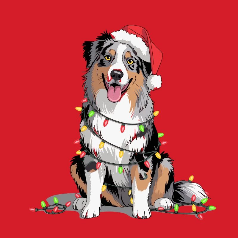 Weihnachtshund mit Lichterkette
