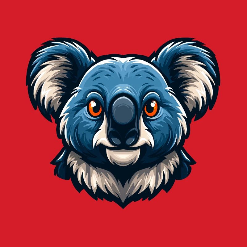 Blauer Koalakopf-Cartoon-Maskottchen-Logo
