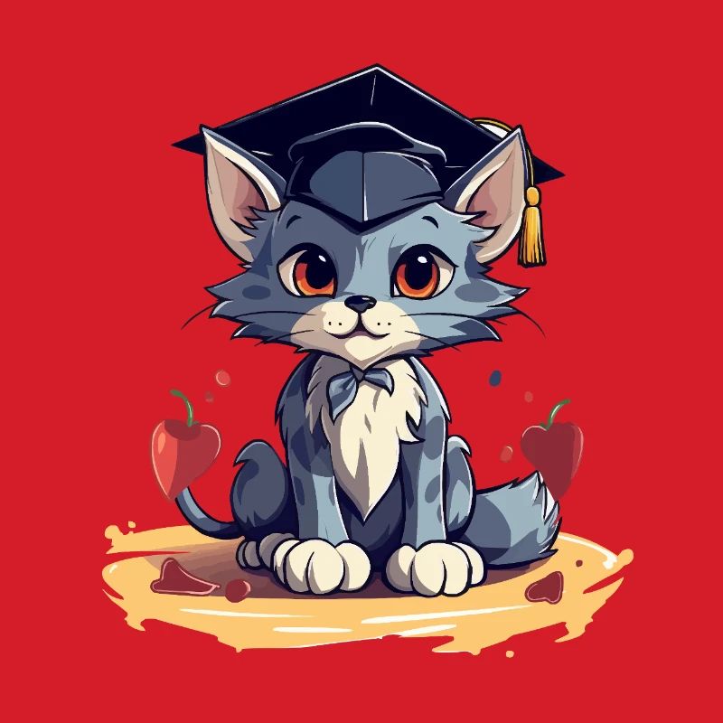 Abschluss Katze mit Graduationskappe