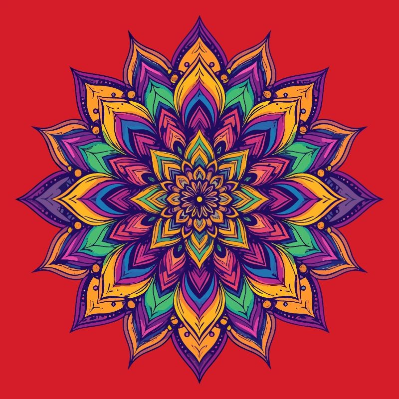 Colorful Psychedelic Mandala LSD Flower Star