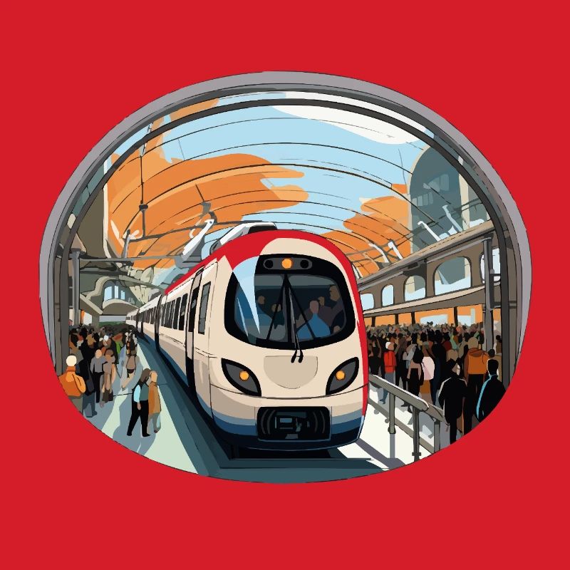 Zug am Orangendrahtbahnhof