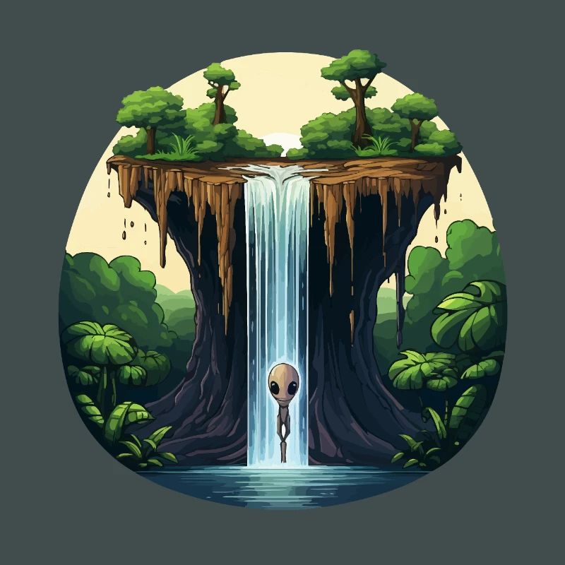 Extraterrestre à la cascade dans la jungle