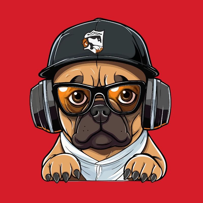 DJ Hund mit Kopfhörern