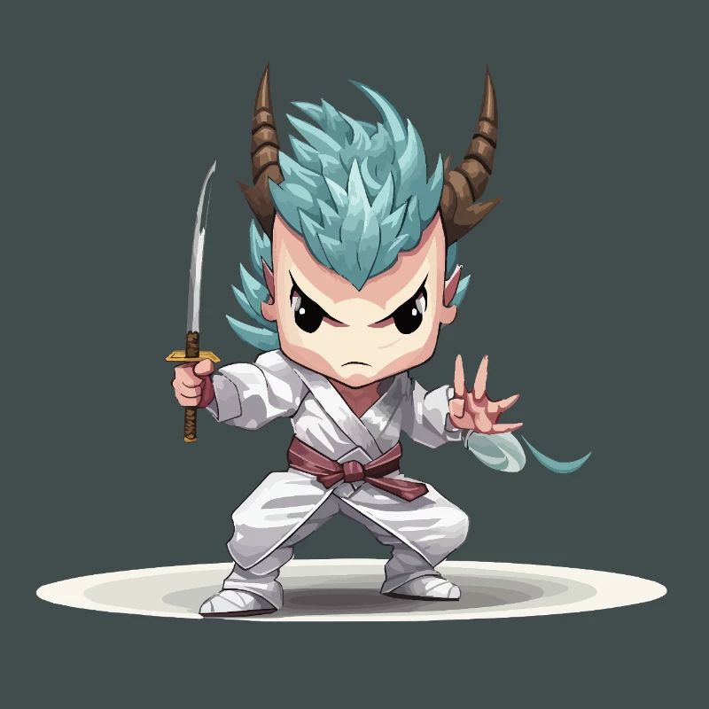 Chibi Warrior with Katana