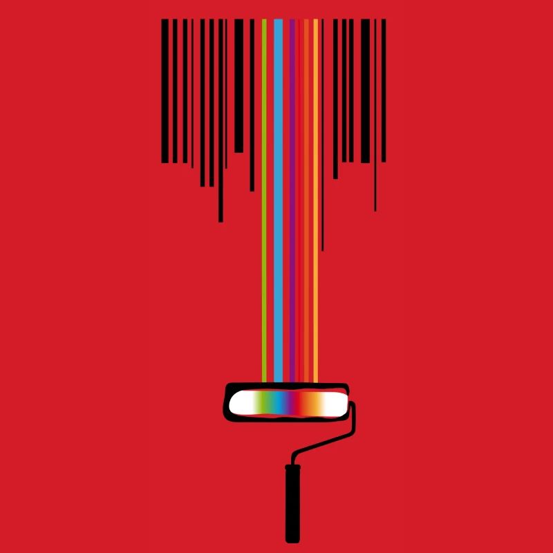 A paint roller with a bar code