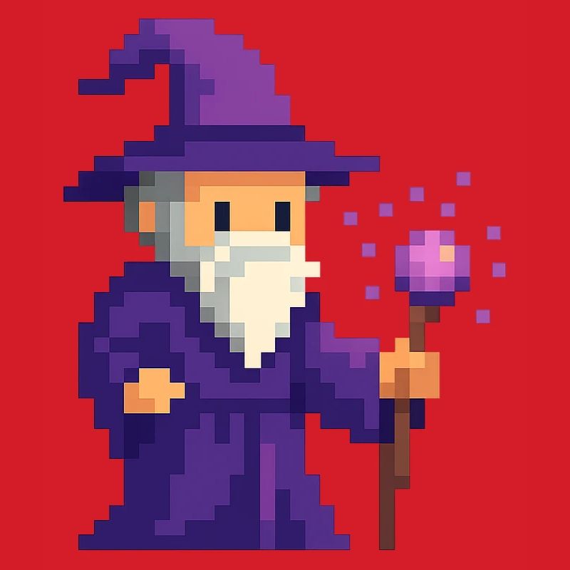 Pixel wizard dans le scintillement violet