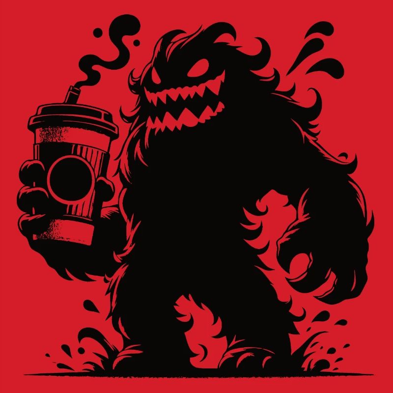 Lustiges Kaffeemonster Comic Design